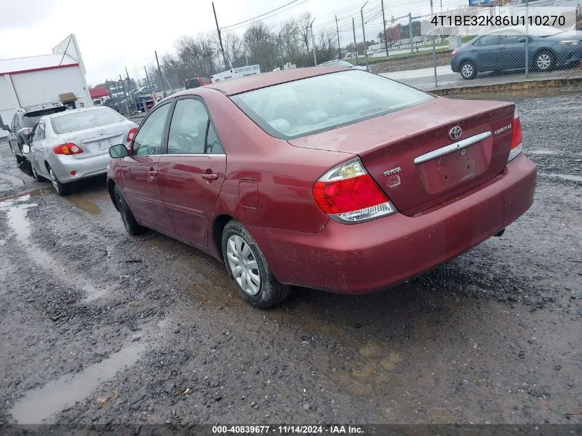 2006 Toyota Camry Le VIN: 4T1BE32K86U110270 Lot: 40839677