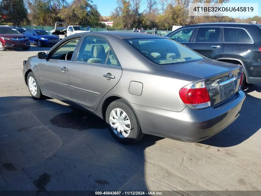 2006 Toyota Camry Le VIN: 4T1BE32K06U645819 Lot: 40843607