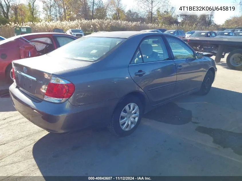 2006 Toyota Camry Le VIN: 4T1BE32K06U645819 Lot: 40843607