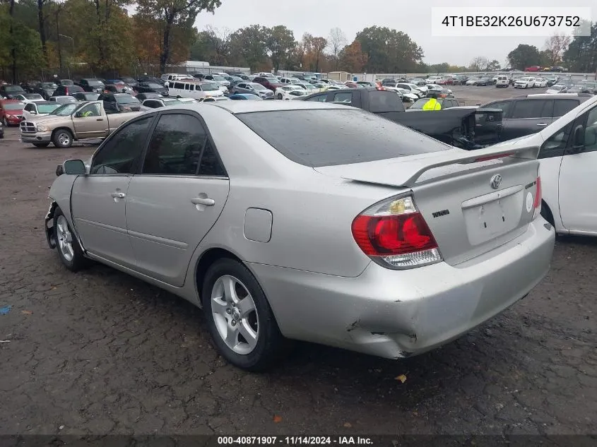 2006 Toyota Camry Se VIN: 4T1BE32K26U673752 Lot: 40871907