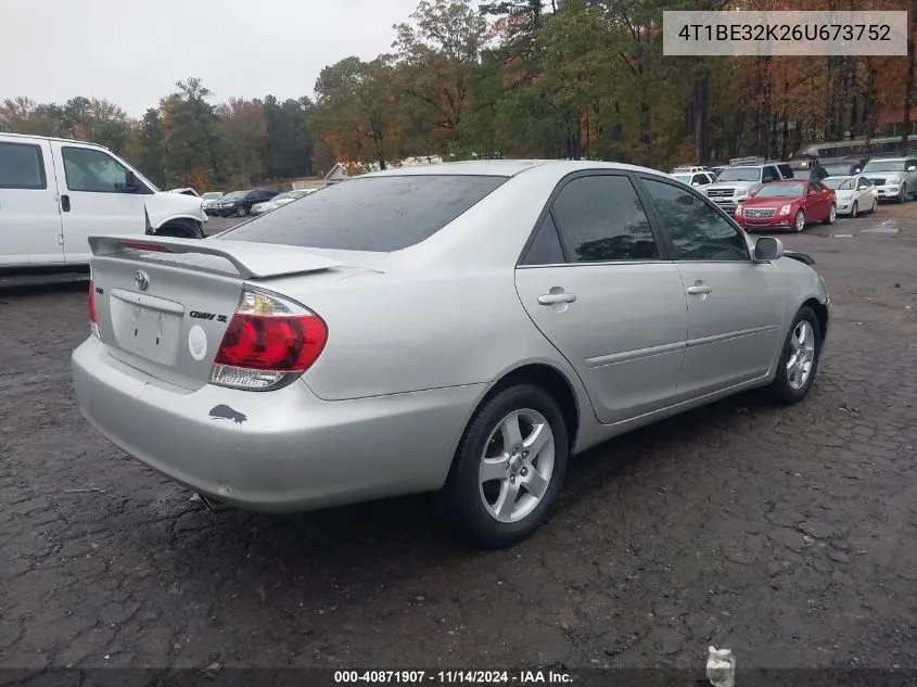 2006 Toyota Camry Se VIN: 4T1BE32K26U673752 Lot: 40871907