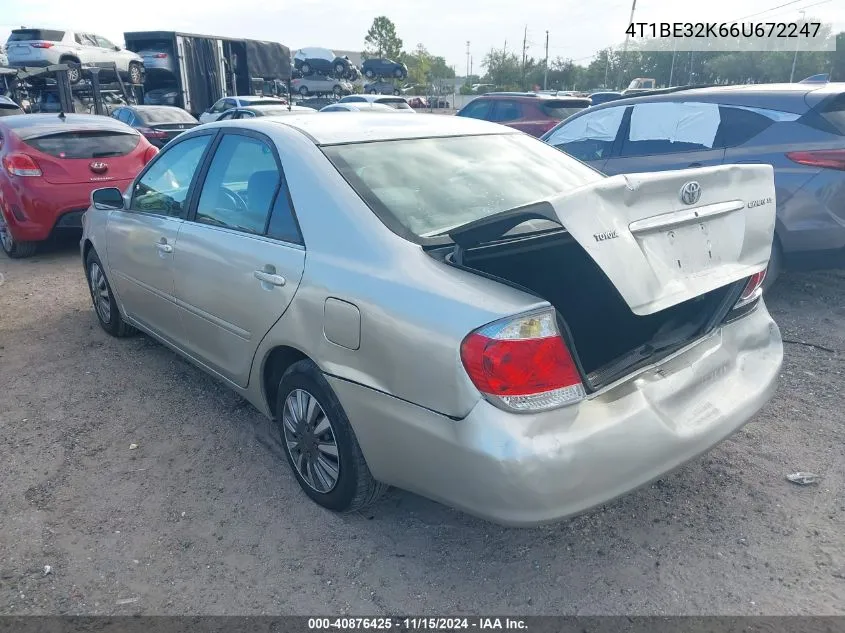 2006 Toyota Camry Le VIN: 4T1BE32K66U672247 Lot: 40876425