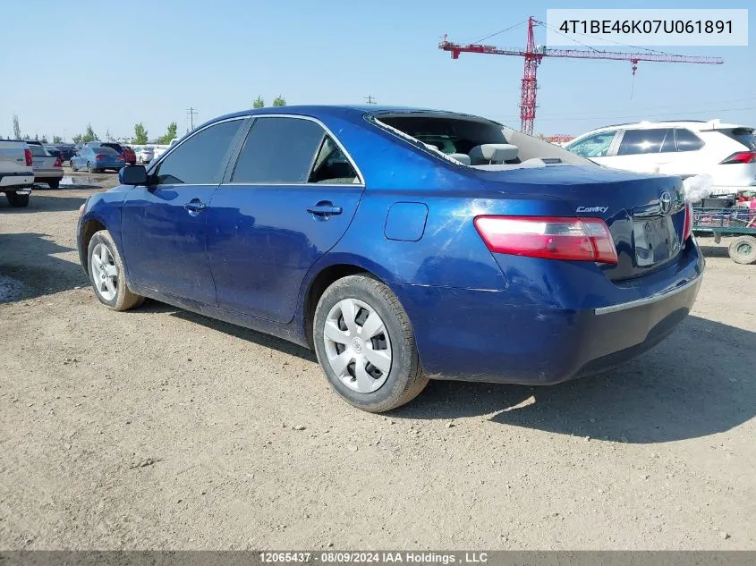 2007 Toyota Camry Ce/Le/Xle/Se VIN: 4T1BE46K07U061891 Lot: 12065437