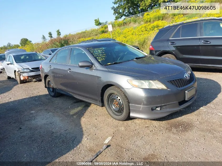 2007 Toyota Camry Ce/Le/Xle/Se VIN: 4T1BE46K47U098605 Lot: 12090086