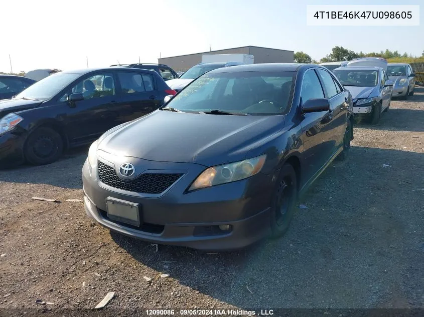 2007 Toyota Camry Ce/Le/Xle/Se VIN: 4T1BE46K47U098605 Lot: 12090086