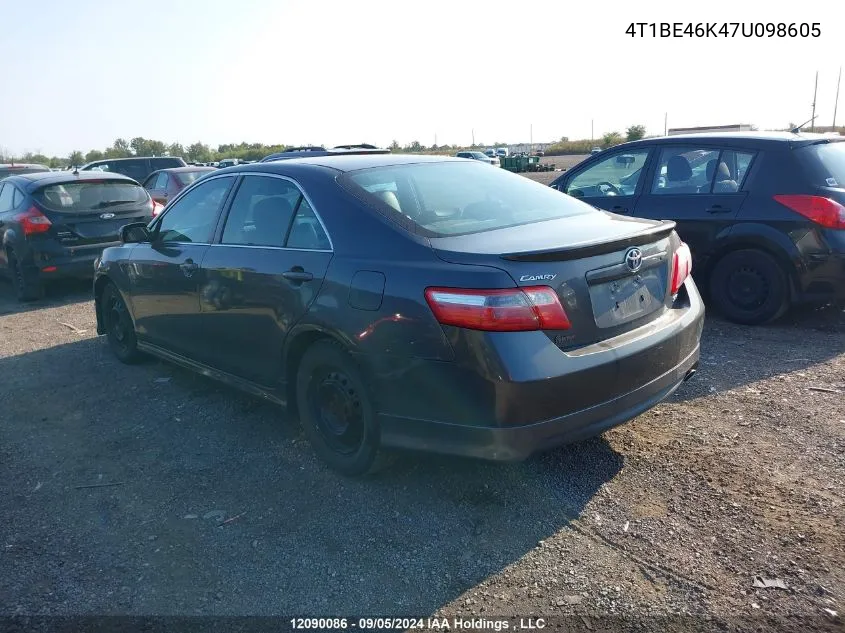 2007 Toyota Camry Ce/Le/Xle/Se VIN: 4T1BE46K47U098605 Lot: 12090086