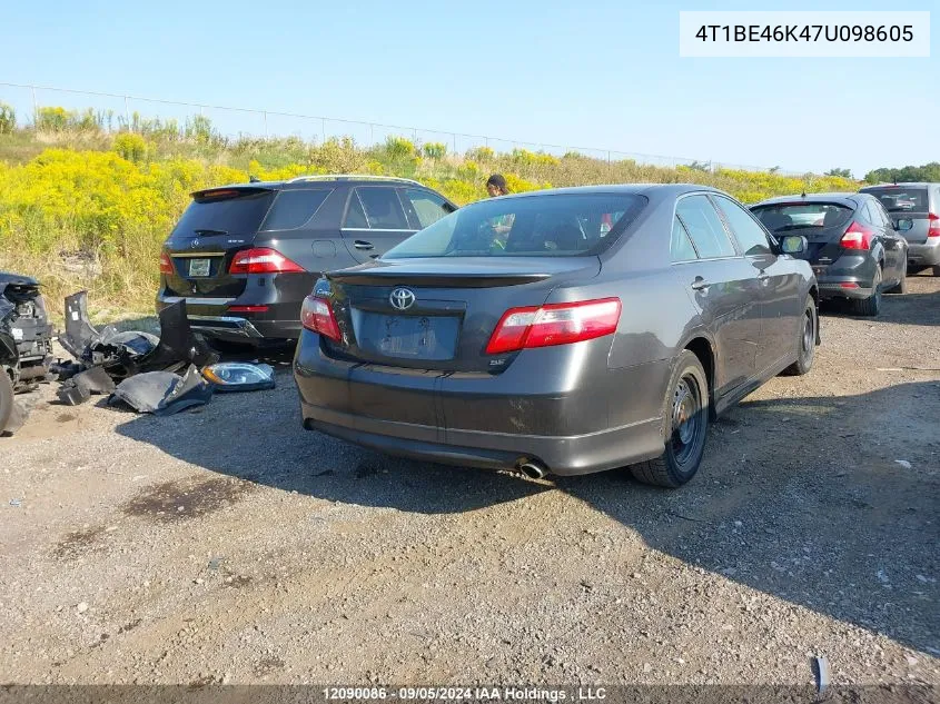 2007 Toyota Camry Ce/Le/Xle/Se VIN: 4T1BE46K47U098605 Lot: 12090086