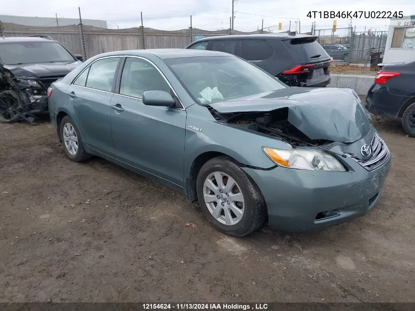 2007 Toyota Camry Hybrid VIN: 4T1BB46K47U022245 Lot: 12154624