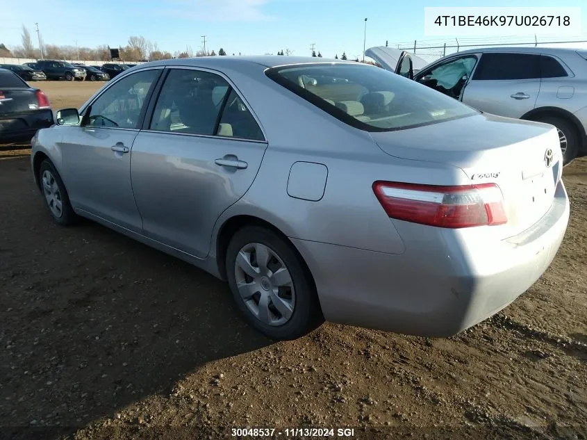 2007 Toyota Camry Ce/Le/Xle/Se VIN: 4T1BE46K97U026718 Lot: 30048537