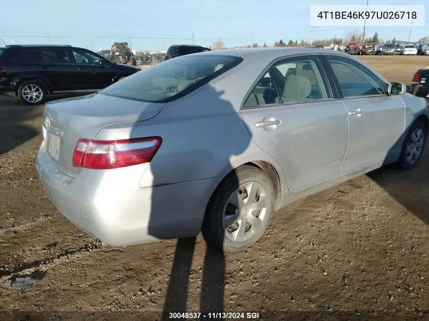 2007 Toyota Camry Ce/Le/Xle/Se VIN: 4T1BE46K97U026718 Lot: 30048537