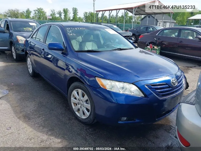 2007 Toyota Camry Xle VIN: 4T1BE46K47U135233 Lot: 39349702