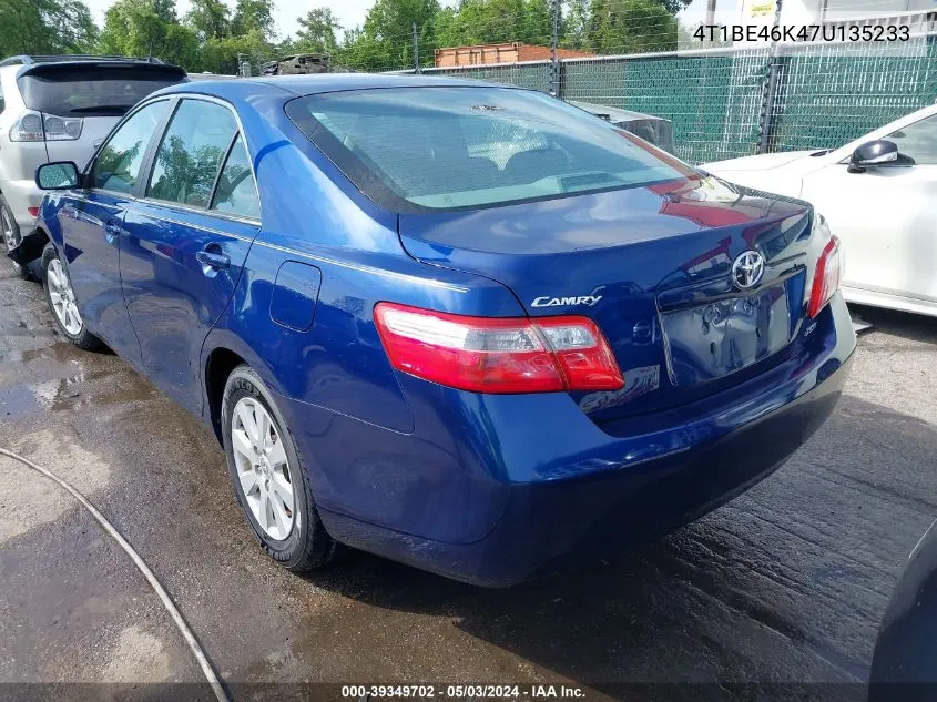 2007 Toyota Camry Xle VIN: 4T1BE46K47U135233 Lot: 39349702