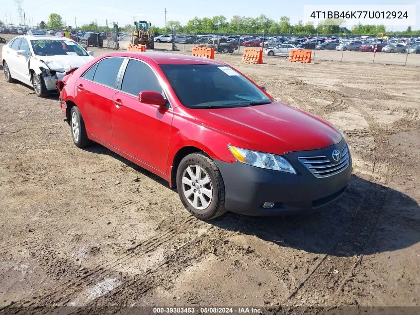 2007 Toyota Camry Hybrid VIN: 4T1BB46K77U012924 Lot: 39383453