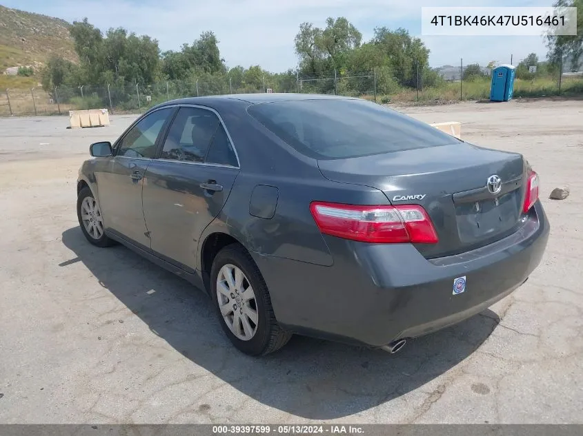 4T1BK46K47U516461 2007 Toyota Camry Xle V6