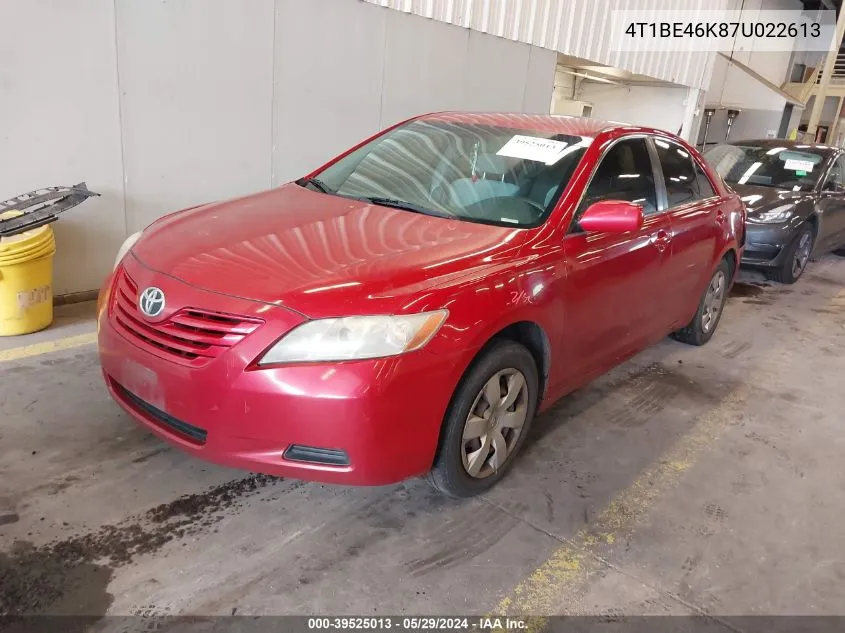 2007 Toyota Camry Le VIN: 4T1BE46K87U022613 Lot: 39525013