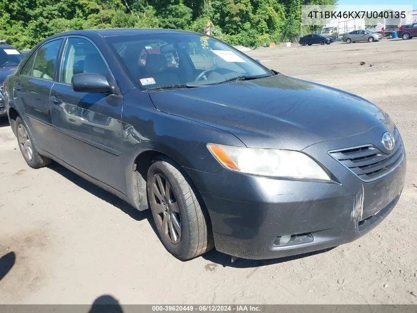 2007 Toyota Camry Xle V6 VIN: 4T1BK46KX7U040135 Lot: 39620449