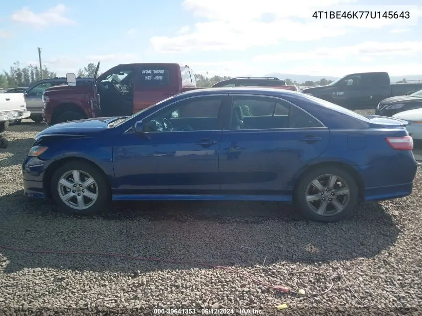 2007 Toyota Camry Se VIN: 4T1BE46K77U145643 Lot: 39641353