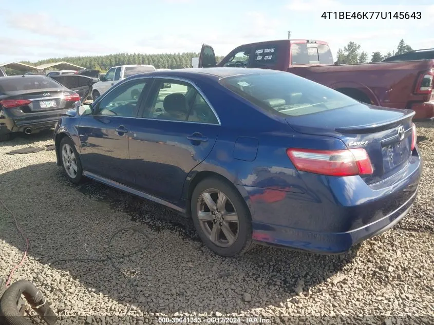 2007 Toyota Camry Se VIN: 4T1BE46K77U145643 Lot: 39641353