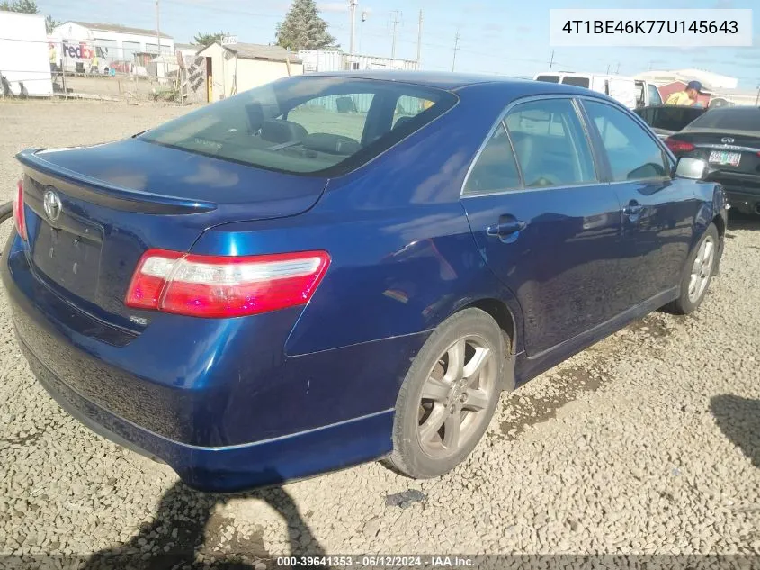 2007 Toyota Camry Se VIN: 4T1BE46K77U145643 Lot: 39641353