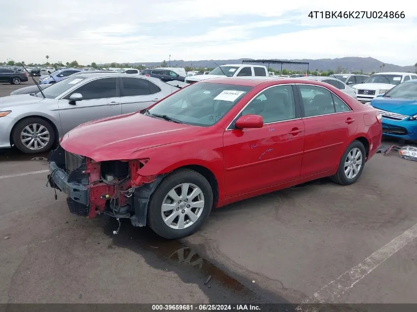 2007 Toyota Camry Xle V6 VIN: 4T1BK46K27U024866 Lot: 39659681