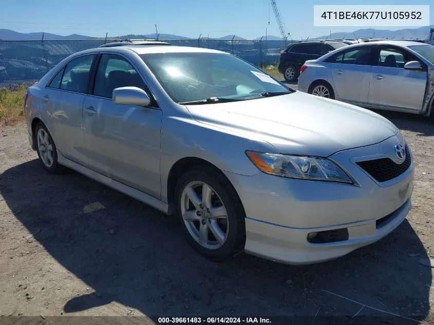 4T1BE46K77U105952 2007 Toyota Camry Se