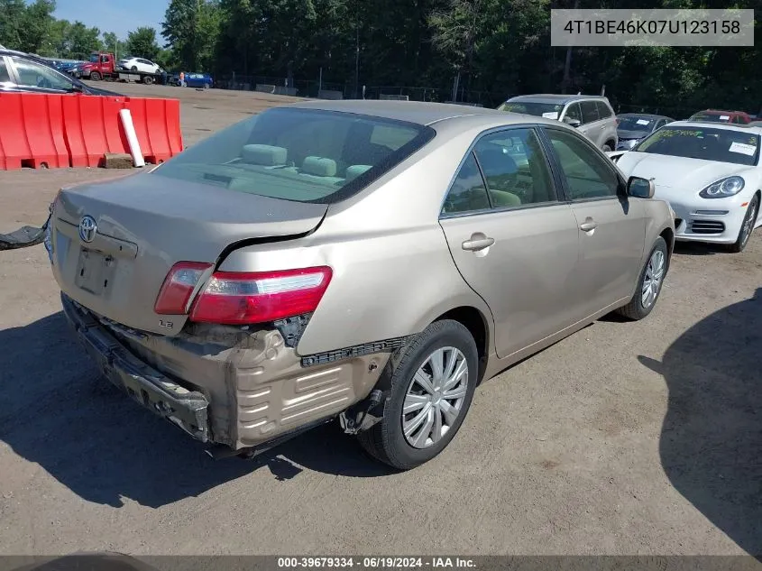 2007 Toyota Camry Le VIN: 4T1BE46K07U123158 Lot: 39679334