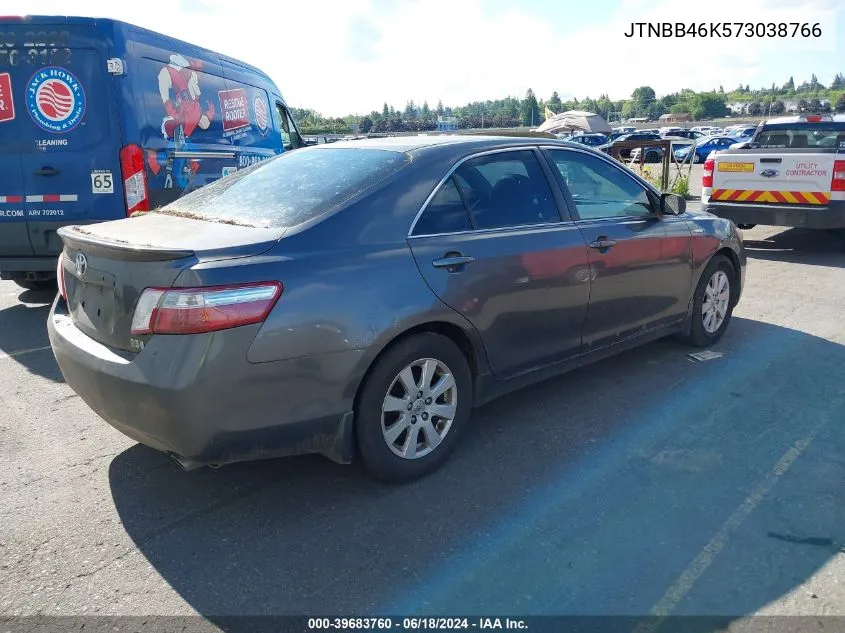 2007 Toyota Camry Hybrid VIN: JTNBB46K573038766 Lot: 39683760