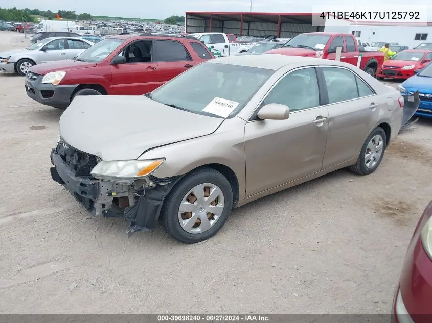 2007 Toyota Camry Le VIN: 4T1BE46K17U125792 Lot: 39698240