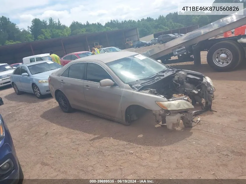 2007 Toyota Camry Le VIN: 4T1BE46K87U560826 Lot: 39699535