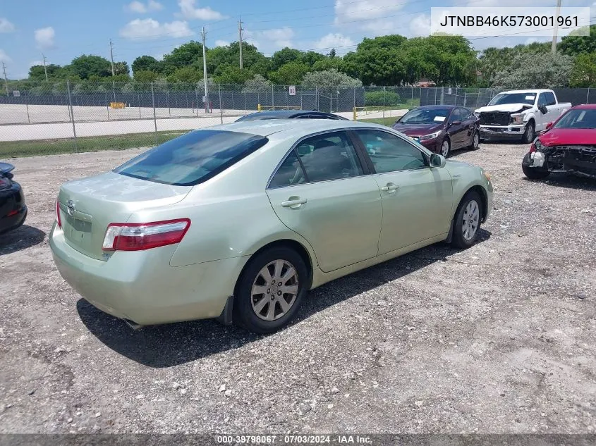 2007 Toyota Camry Hybrid VIN: JTNBB46K573001961 Lot: 39798067