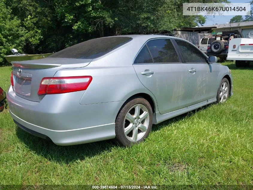 4T1BK46K67U014504 2007 Toyota Camry Se V6