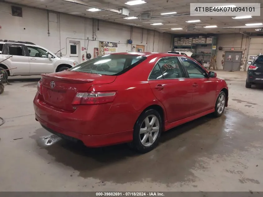 2007 Toyota Camry Ce/Le/Xle/Se VIN: 4T1BE46K07U094101 Lot: 39882691