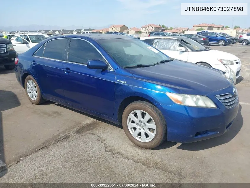 2007 Toyota Camry Hybrid VIN: JTNBB46K073027898 Lot: 39922651