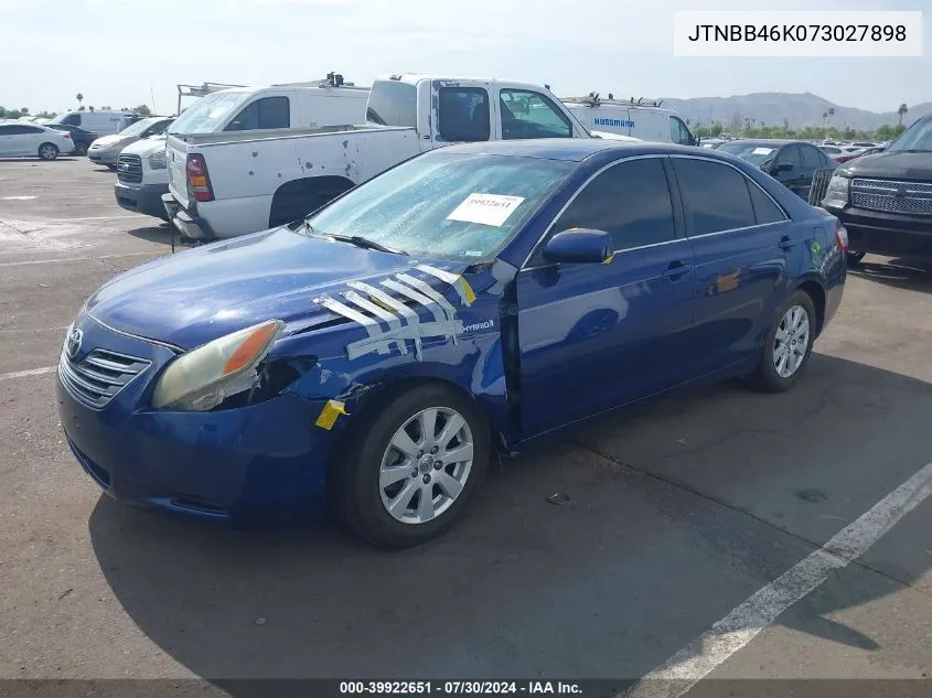 2007 Toyota Camry Hybrid VIN: JTNBB46K073027898 Lot: 39922651