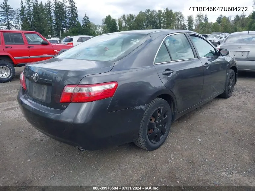 2007 Toyota Camry Le VIN: 4T1BE46K47U604272 Lot: 39978594