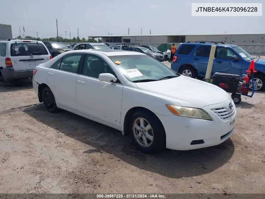 2007 Toyota Camry Le VIN: JTNBE46K473096228 Lot: 39987225