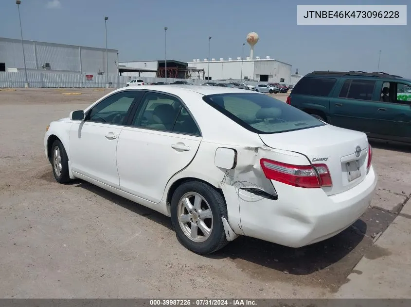 2007 Toyota Camry Le VIN: JTNBE46K473096228 Lot: 39987225