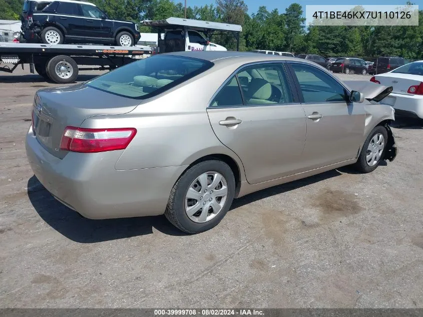 2007 Toyota Camry Le VIN: 4T1BE46KX7U110126 Lot: 39999708