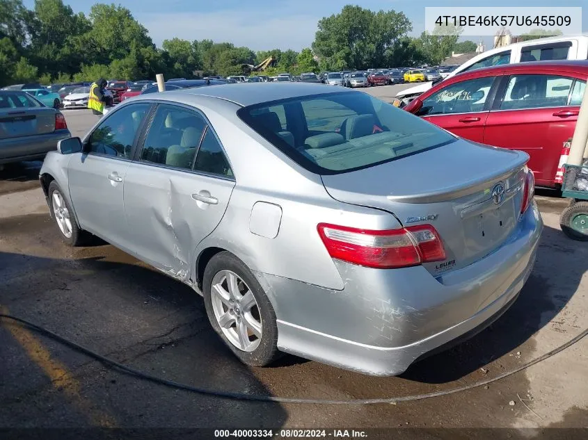 2007 Toyota Camry Se VIN: 4T1BE46K57U645509 Lot: 40003334