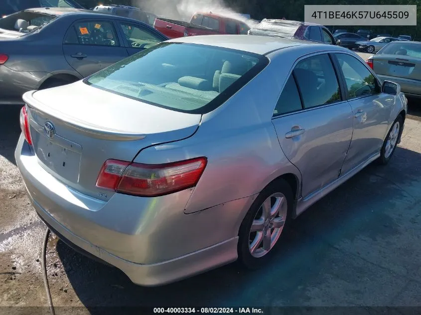 2007 Toyota Camry Se VIN: 4T1BE46K57U645509 Lot: 40003334