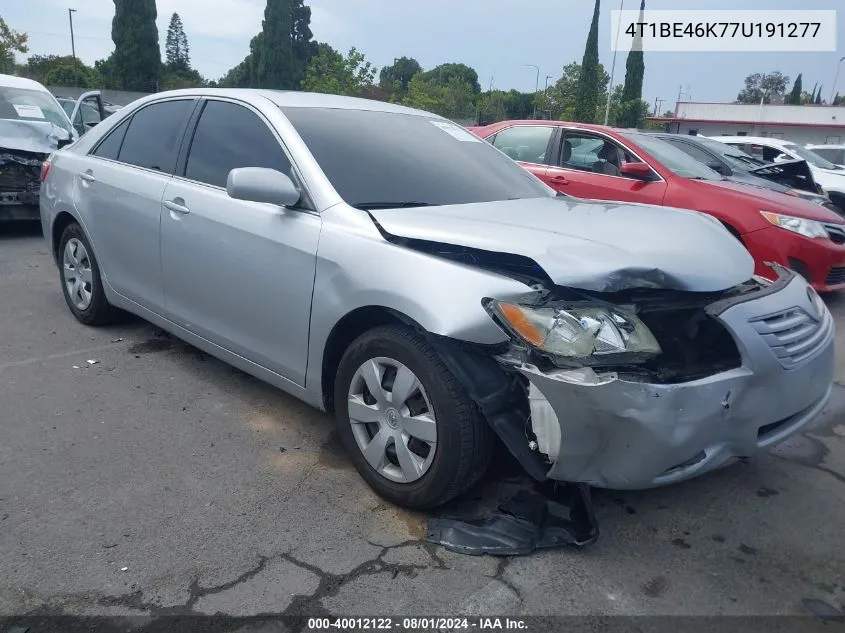 2007 Toyota Camry Le VIN: 4T1BE46K77U191277 Lot: 40012122