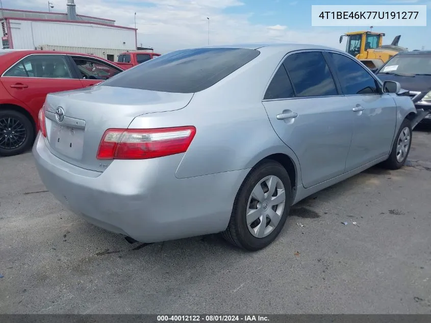 2007 Toyota Camry Le VIN: 4T1BE46K77U191277 Lot: 40012122