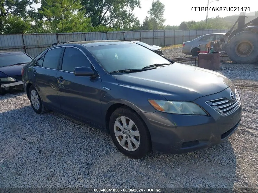 2007 Toyota Camry Hybrid VIN: 4T1BB46K87U021471 Lot: 40041850