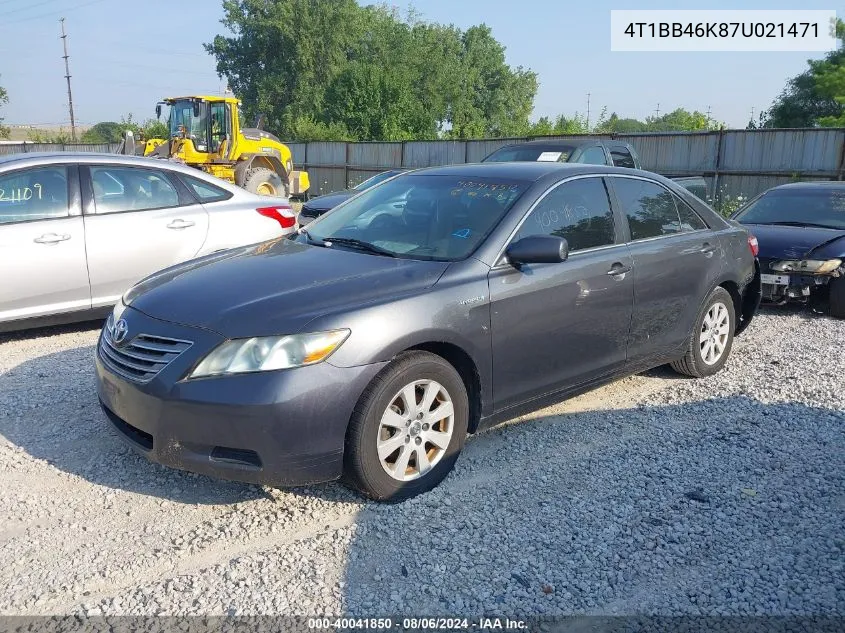 2007 Toyota Camry Hybrid VIN: 4T1BB46K87U021471 Lot: 40041850