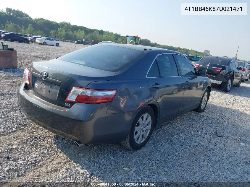 2007 Toyota Camry Hybrid VIN: 4T1BB46K87U021471 Lot: 40041850