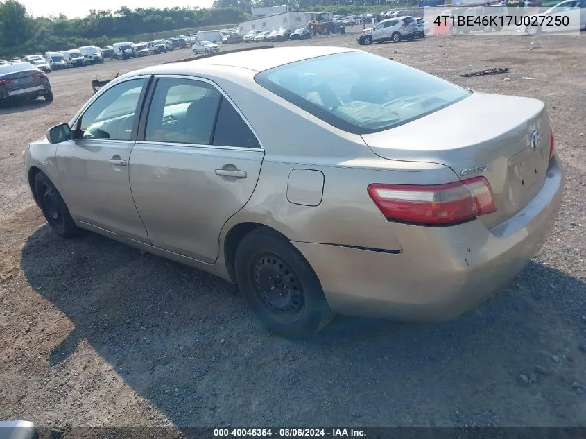 2007 Toyota Camry Le VIN: 4T1BE46K17U027250 Lot: 40045354