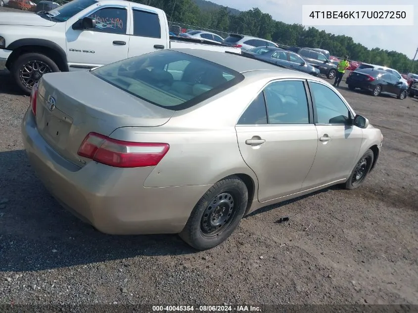 2007 Toyota Camry Le VIN: 4T1BE46K17U027250 Lot: 40045354