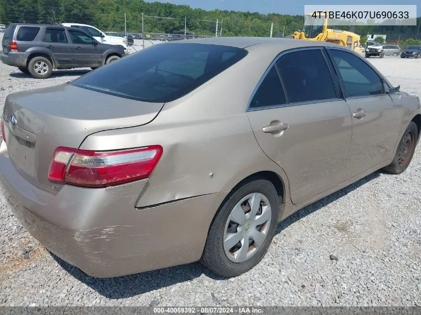 2007 Toyota Camry Le VIN: 4T1BE46K07U690633 Lot: 40059392