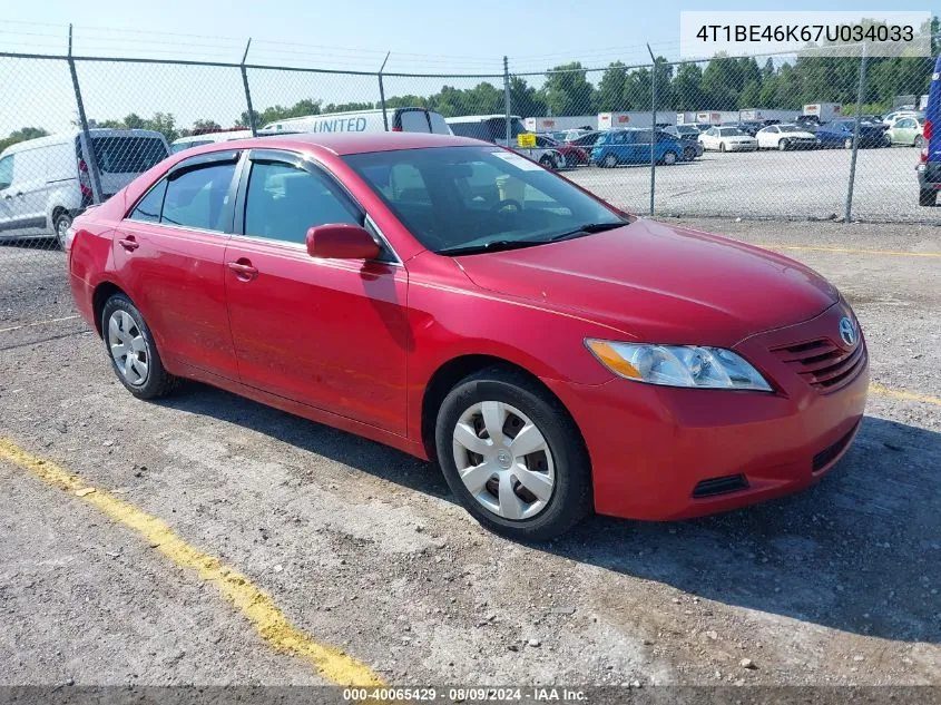 2007 Toyota Camry Le VIN: 4T1BE46K67U034033 Lot: 40065429