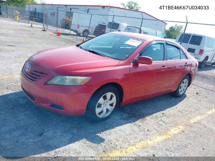 4T1BE46K67U034033 2007 Toyota Camry Le